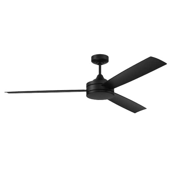 CRAFTMADE Inspo 62" Heavy-Duty Indoor/Outdoor Dual Mount Flat Black Finish Ceiling Fan with 4-Speed Wall Control Included