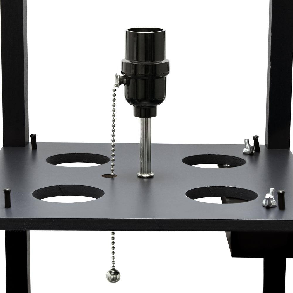 Black 62.5" Floor Lamp with Shelves and USB Ports
