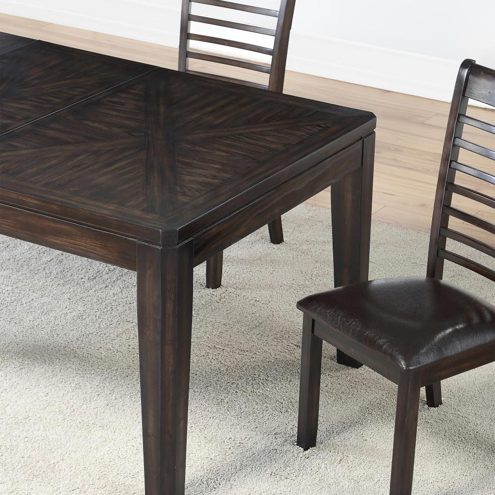 Espresso Extendable Wood Dining Table with Locking Leaf