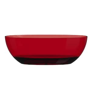 67 in. x 29.5 in. Stone Resin Surface Flatbottom Freestanding Soaking Bathtub with Center Drain in Transparent Red