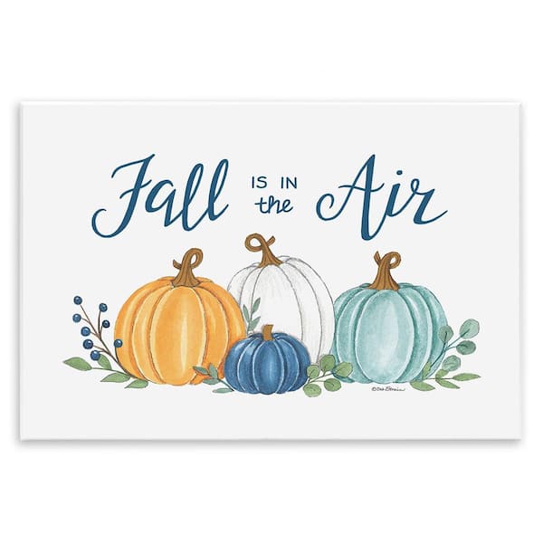 Stupell Industries Fall In The Air Pumpkins by Deb Strain 1-Piece Unframed Graphic Print Typography Poster Art Print 19 in. x 13 in.