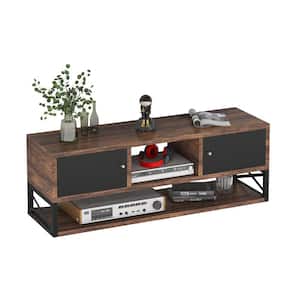 Tabor 39 in. Brown Floating TV Stand Fits TVs Up to 55 in. Wall Mount Media TV Console with Doors and Cable Management