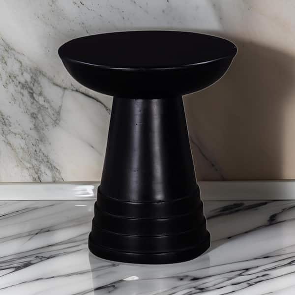 Benjara 16 in. Black Round Wood End Table with Flared Pedestal Base