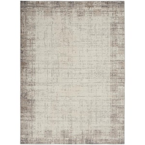 Elation Ivory Grey 5 ft. x 7 ft. Abstract Geometric Area Rug
