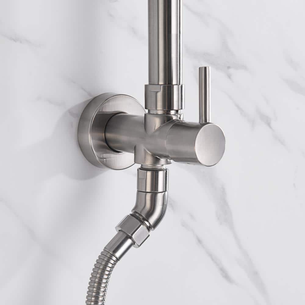 Brushed Nickel Wall Mounted Rain Shower System with Handheld