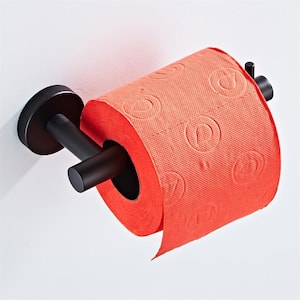 Bathroom Wall-Mount Toilet Paper Holder Non-Slip Tissue Paper Holder in Matte Black