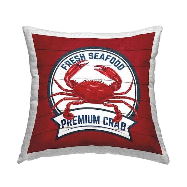 Stupell Industries Nautical Fresh Seafood Crab Red Square Outdoor Throw Pillow