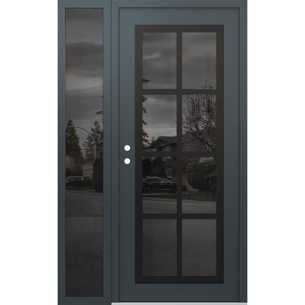C16 52 in. x 80 in. Black P Right-Hand/Inswing Mirrored Glass Anth/Anth Sidelite Steel Prehung Front Door price history on PriceWatchPro