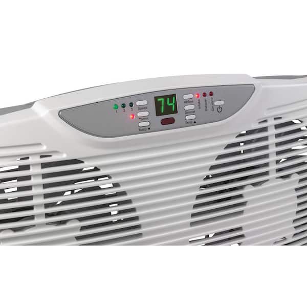 Lasko Twin Window Fan 9 in Reversible Digital Thermostat Remote Control White 