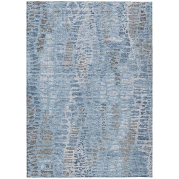 Chantille Machine Washable Indoor/Outdoor Abstract ACN2382 Denim 5 ft. x 7 ft. 6 in. Area Rug