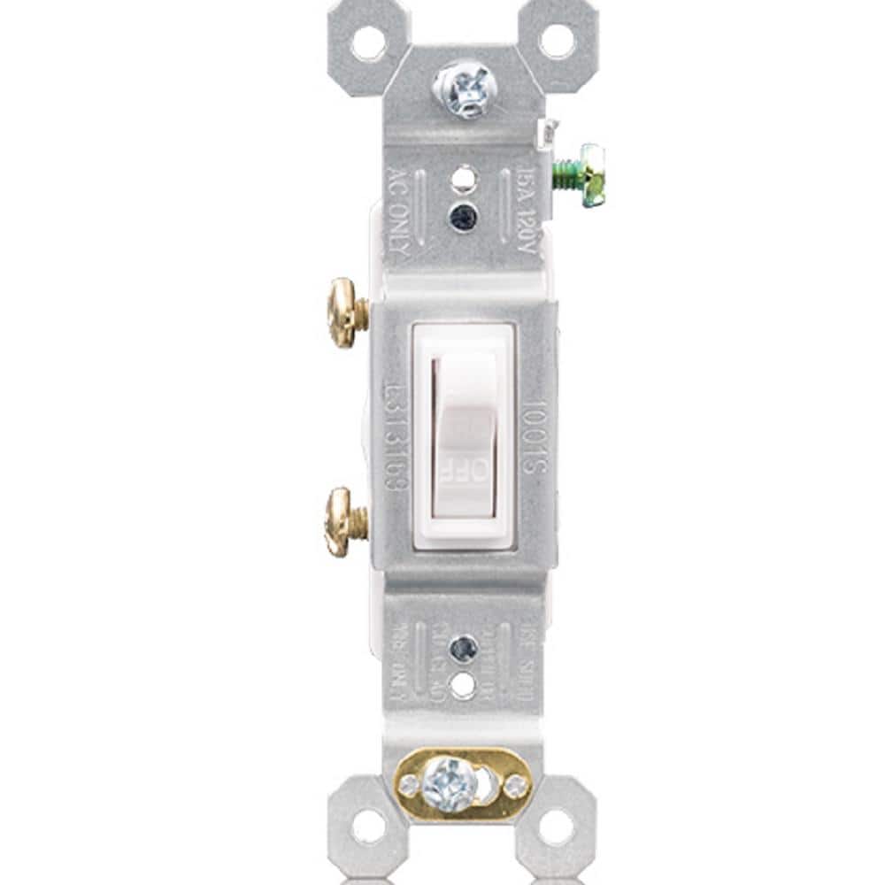 15 Amp Single-Pole Toggle Light Switch, White (50-Pack)