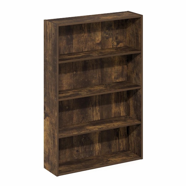 Furinno Basic 35.04 in. Tall Amber Pine Wood 4-Shelf Open Shelf