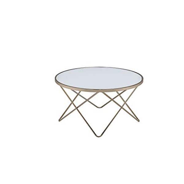 Gold Round Small Glass Top Coffee Table, Small Short Round Side Table