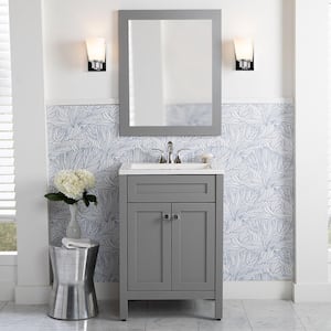 Maywell 25 in. W x 19 in. D x 38 in. H Single Sink  Bath Vanity in Sterling Gray with White Cultured Marble Top
