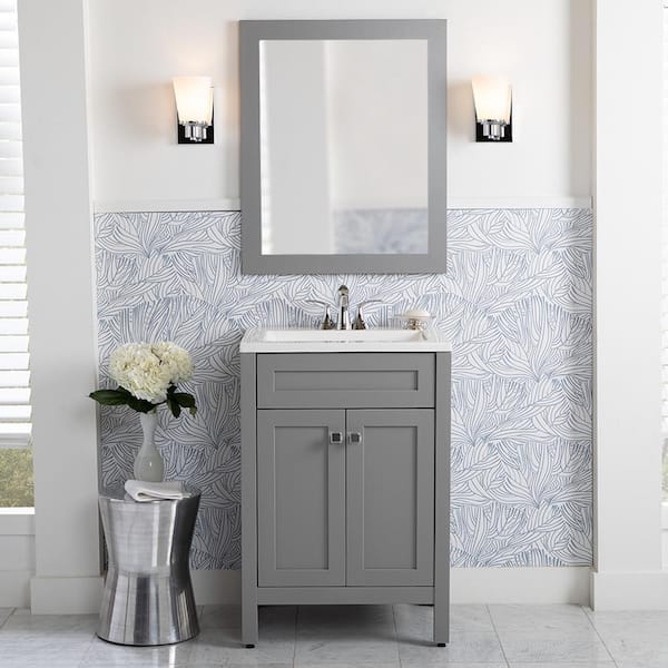Home Decorators Collection Maywell 25 in. W x 19 in. D x 38 in. H Single Sink  Bath Vanity in Sterling Gray with White Cultured Marble Top