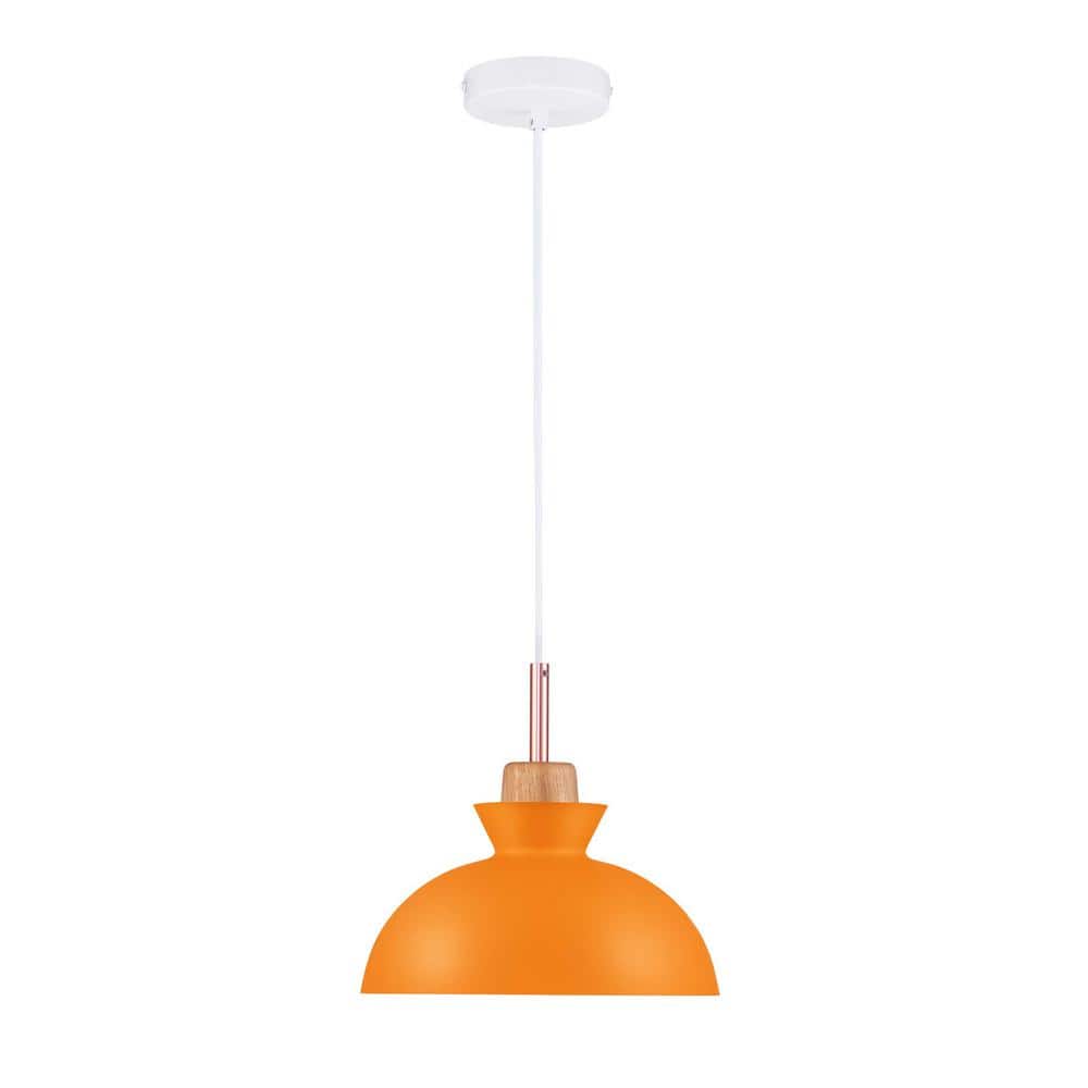 Ozma Orange Aluminum Dome Pendant Light with Adjustable Cord