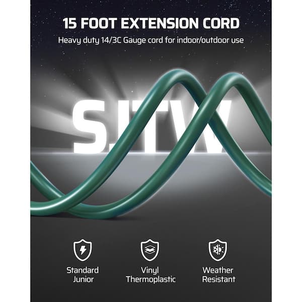 5-Outlet Industrial Heavy-Duty Power Strip with 15 ft. Extension Cord for Indoor Outdoor, Garage, Workshop