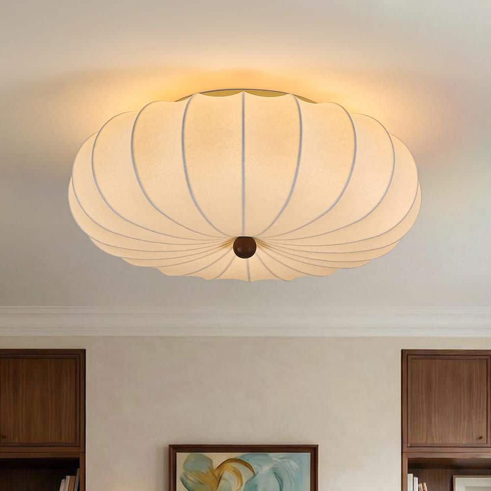 HUOKU Kateo 1-Light 23.6 in. W Lantern Matte White Semi-Flush