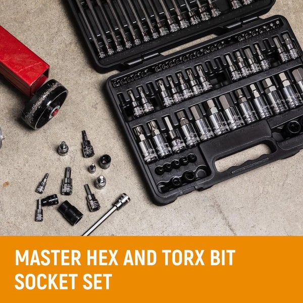 1/4 in., 3/8 in., and 1/2 in. Drive SAE/Metric Master Hex and Torx Bit Socket Set (84-Piece)