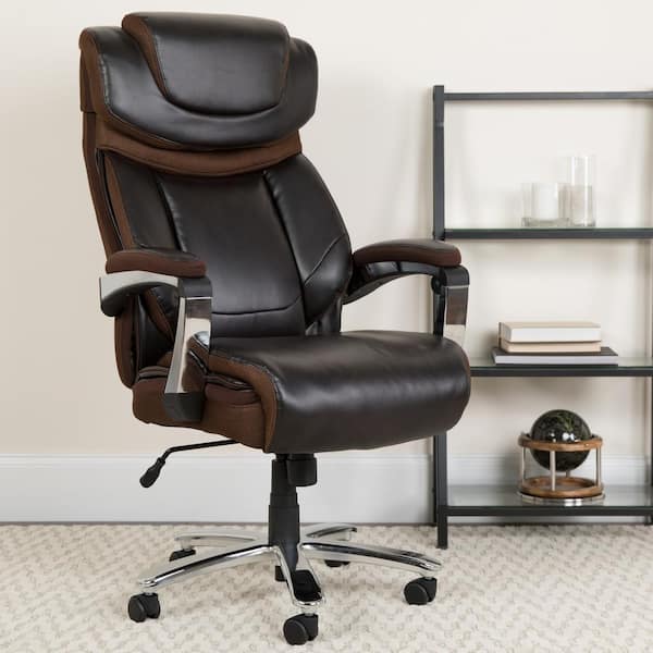 Brown Hercules Series High-Back Swivel Leather Soft Office Chair, Adjustable Ergonomic Executive Chair with Headrest
