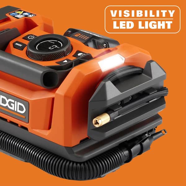 RIDGID 18V Dual Function Cordless Inflator with Accessories and