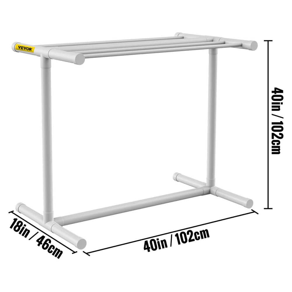 Matte White Freestanding PVC Towel Rack with 5 Holders