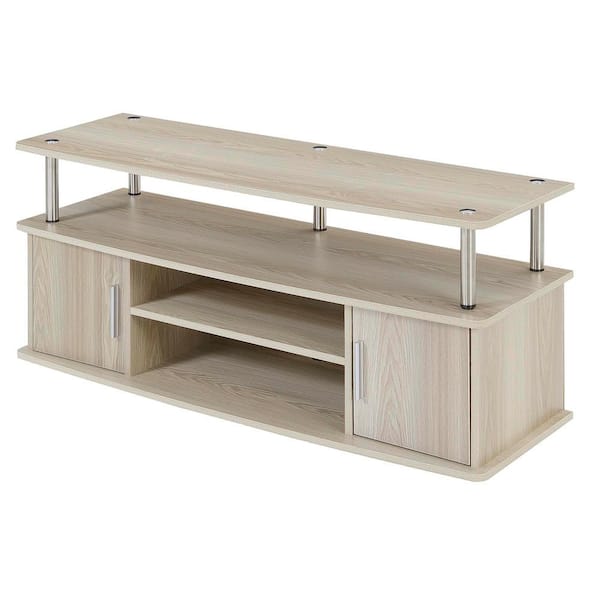 Convenience Concepts Designs2Go 47 in. Ice White Particle Board TV Stand Fits TVs Up to 50 in. with Storage Doors
