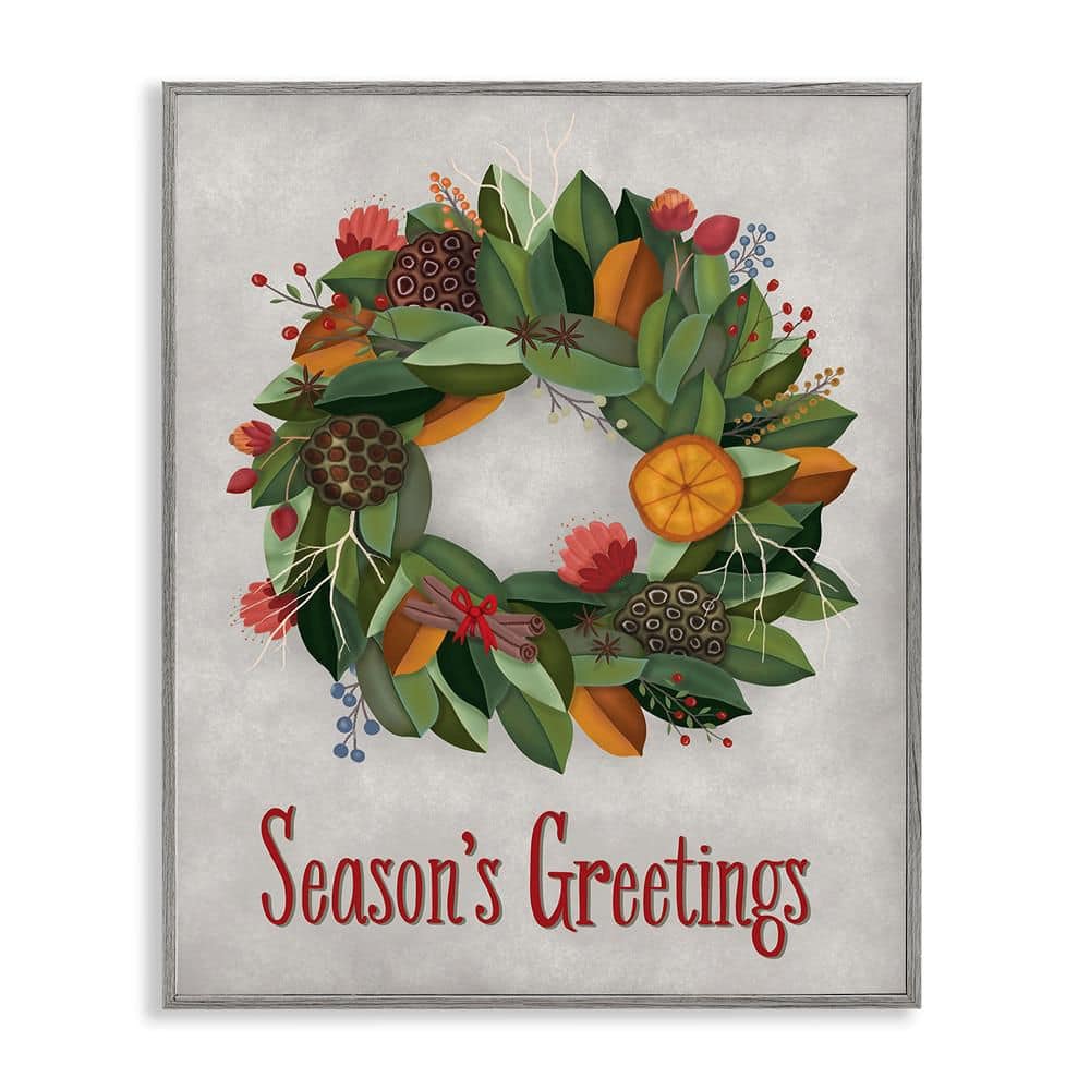Holiday Greeting Potpourri Wreath by Darlene Seale 1-Piece Gray Framed Giclee Typography Art Print 30 in. x 24 in. price history on PriceWatchPro