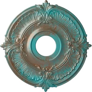 5/8 in. x 18 in. x 18 in. Polyurethane Attica Ceiling Medallion, Hand-Painted Copper Green Patina