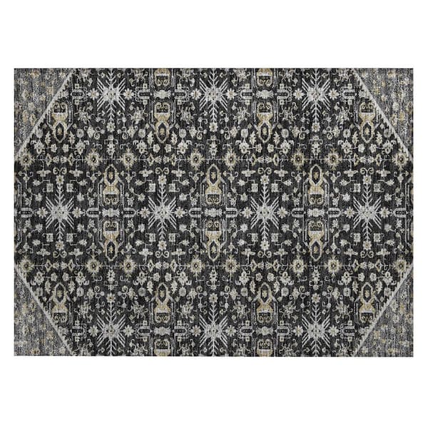 Chantille Machine Washable Indoor/Outdoor Abstract ACN3050 Black 2 ft. x 3 ft. Accent Rug