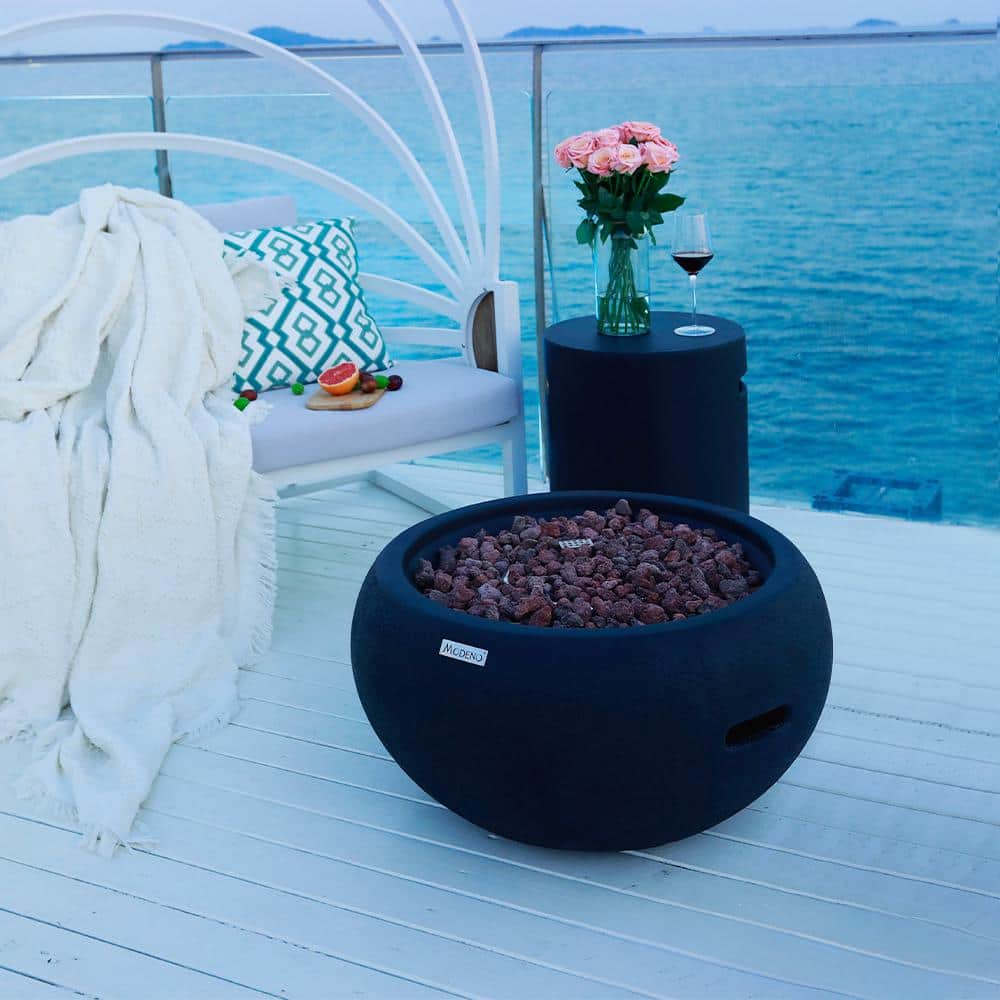 Modeno 27" Black Gas Fire Pit Table with Cover