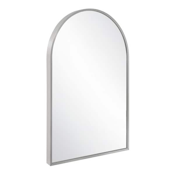 Maeve 20 in. W x 30 in. H Medium Rectangular Arched Brushed Silver Framed  Decorative Wall Mount Bathroom Vanity Mirror 596528-SLV - The Home Depot