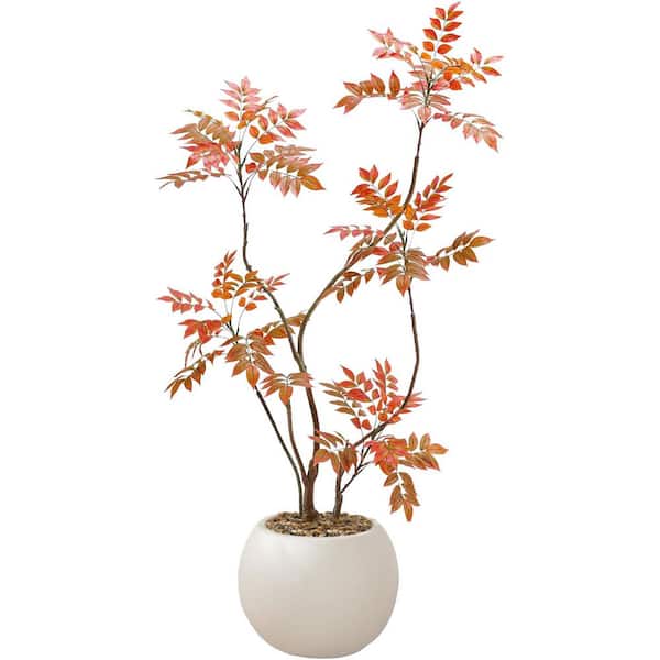 Afoxsos 60 in. Green Artificial Mahonia Fortunei Tree with Planter for Indoor Decor