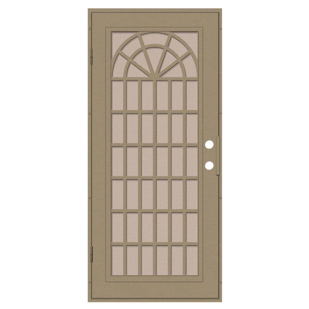 Trellis 32 in. x 80 in. Right Hand/Outswing Desert Sand Aluminum Security Door with Desert Sand Perforated Metal Screen price history on PriceWatchPro