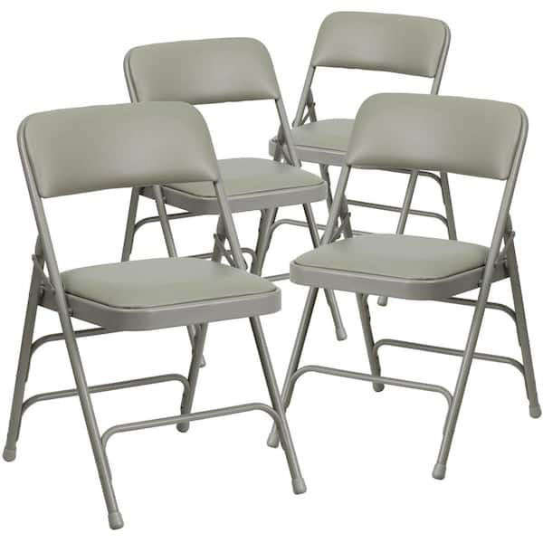 Carnegy Avenue Gray Vinyl/Gray Frame Metal Folding Chair (4-Pack)