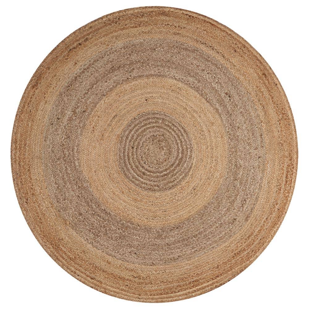 Finn Boutique Tonal Gray 4 ft. x 4 ft. Round Organic Jute Area Rug