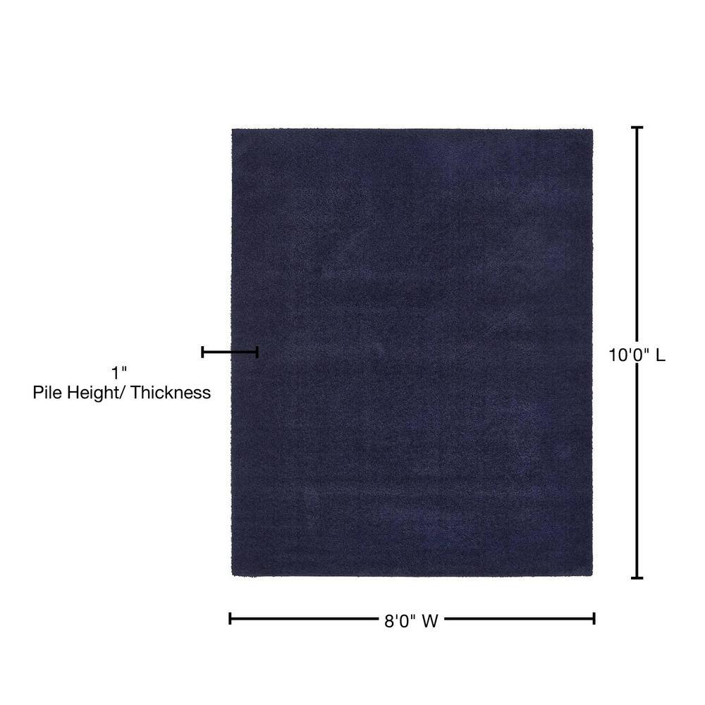 Midnight Blue Rectangular 8' x 10' Shag Rug for Kids