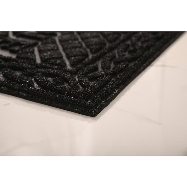 Black Lattice 18 in. x 30 in. Coir Door Mat