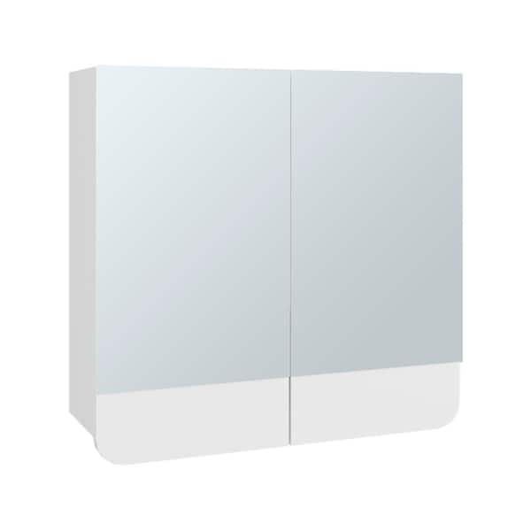 16.5 in. W x 16.9 in. H Rectangular MDF Surface Mount Medicine Cabinet with Mirror in White, with 2 Doors, 3 Shelves