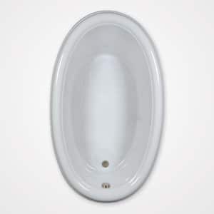70 in. Acrylic Oval Drop-in Bathtub in Biscuit