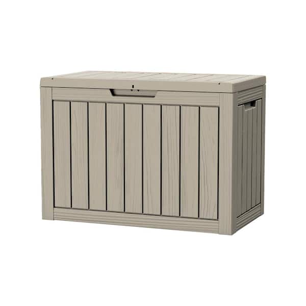 Decksplore 45 Gal. Light Brown Resin Storage Deck Box for Outdoor Indoor