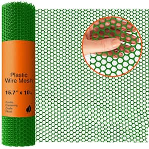 15.7 in. x 10 ft. Grass Green Plastic Wire Mesh Fence for Poultry Barrier & Gardening Versatile Plastic