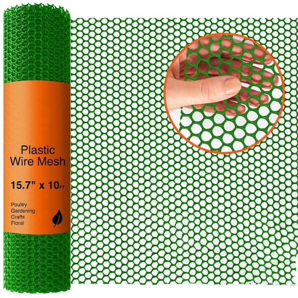 15.7 in. x 10 ft. Grass Green Plastic Wire Mesh Fence for Poultry Barrier & Gardening Versatile Plastic