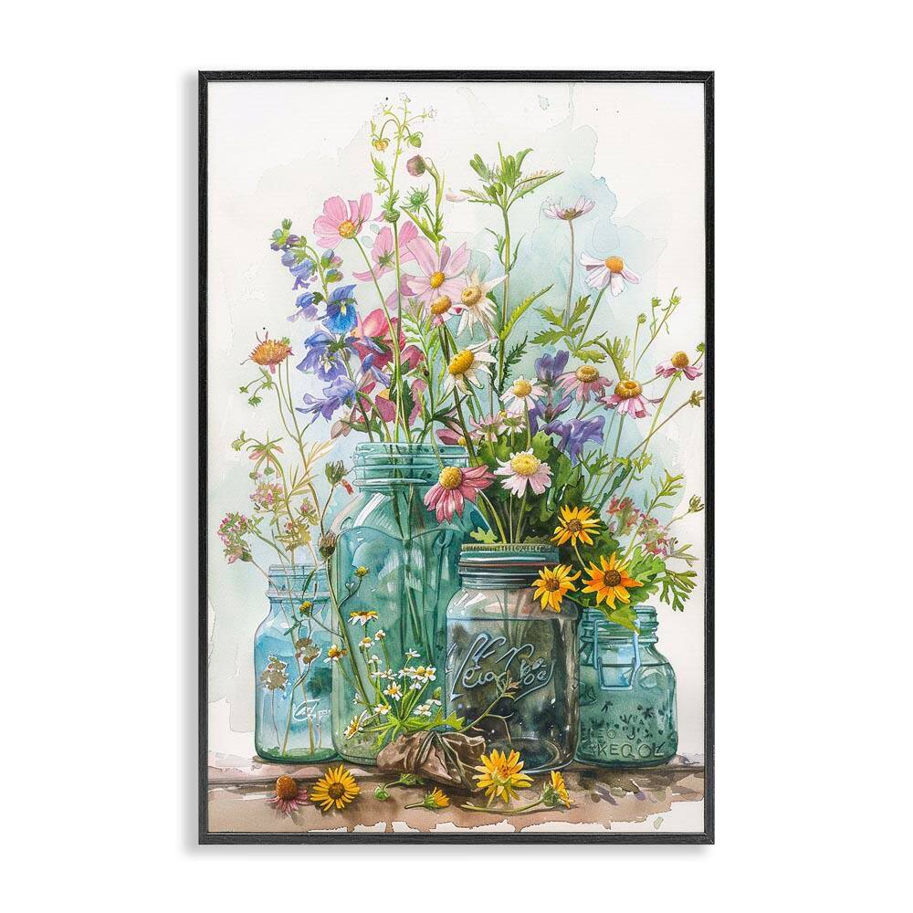 Bright Garden Blooms Jars by Franklyn Gregory Black Framed Nature Giclee Art Print 24 in. x 16 in. price history on PriceWatchPro