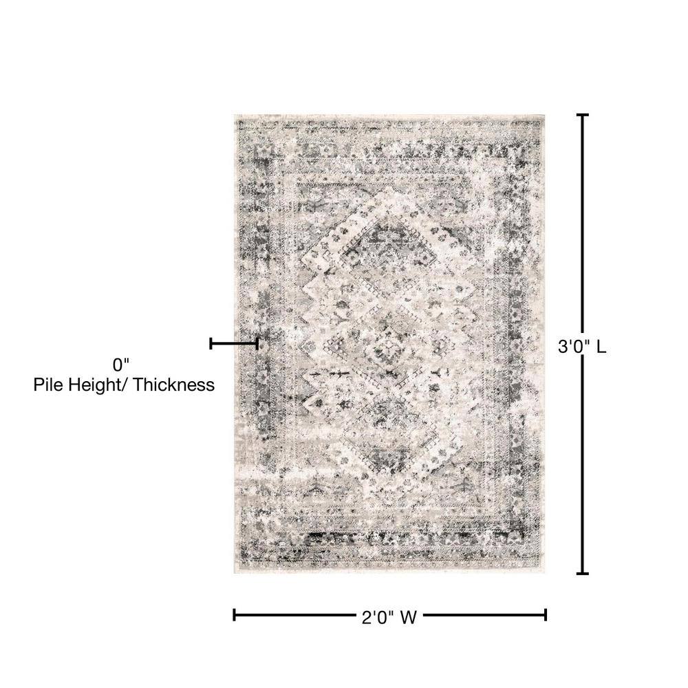 Silver Vintage Medallion Reversible Synthetic Area Rug 2x3