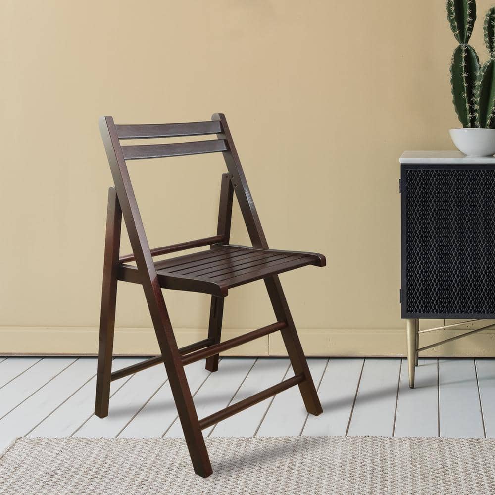 Espresso Rubberwood Foldable Armless Chairs Set of 2