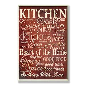 12.5 in. x 18.5 in. "Words in the Kitchen, Off Red" by Gplicensing Printed Wood Wall Art