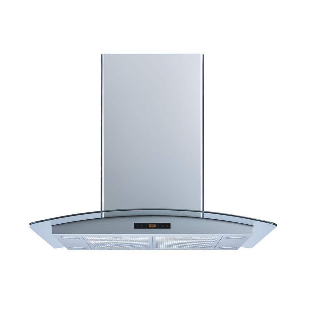30 in. 500 CFM Convertible Island Mount Range Hood in Stainless Steel and Glass with Mesh Filters and Touch Control