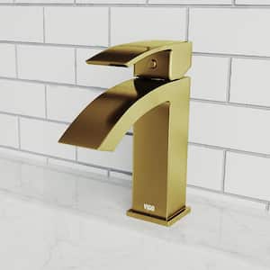 Satro Single Handle Single-Hole Bathroom Faucet in Matte Brushed Gold