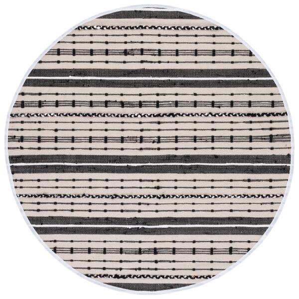 SAFAVIEH Striped Kilim Beige Black 6 ft. x 6 ft. Striped Round Area Rug